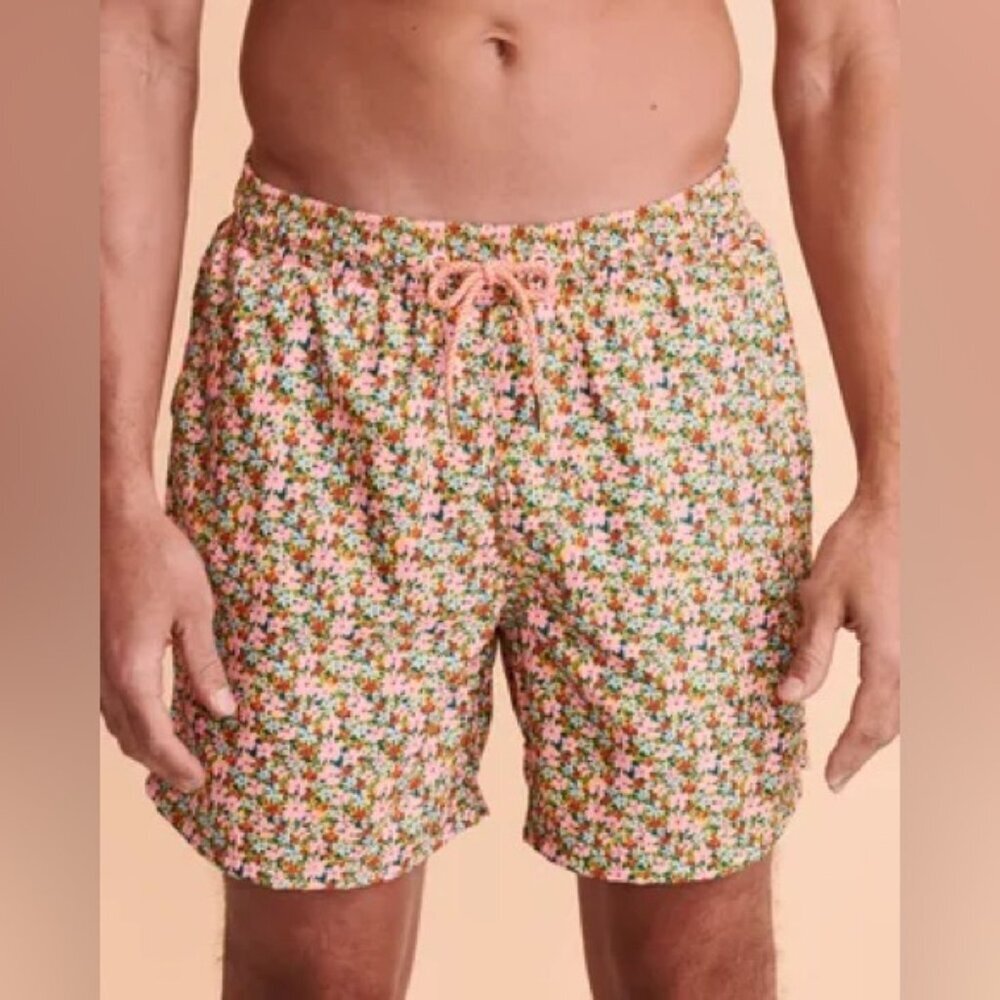 Maaji small men’s floral drawstring swim trunks like new board shorts